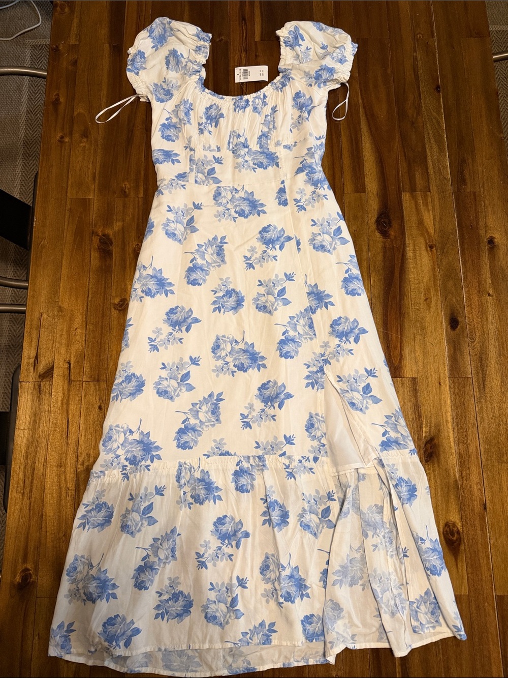 a new day White Maxi Dress with Blue Floral Print